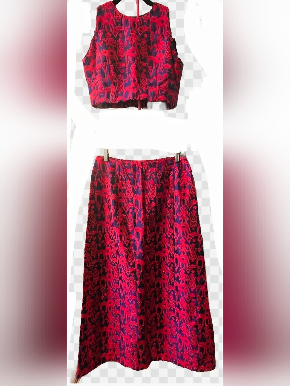 70s India Crop Top + Skirt Set
